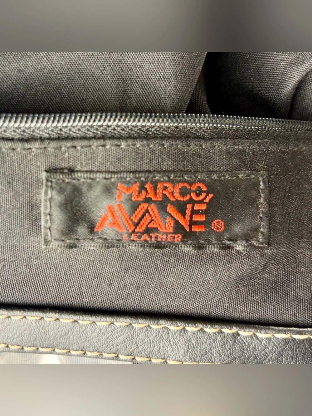 Vintage 90s Y2K Marco Avane Black Pebbled Leather Hobo Bag w Contrast Stitching